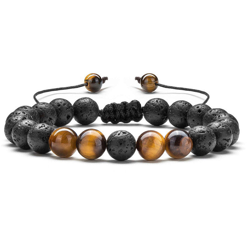 Tiger Eye Couple - Matte Black Agate Beads - Bracelets