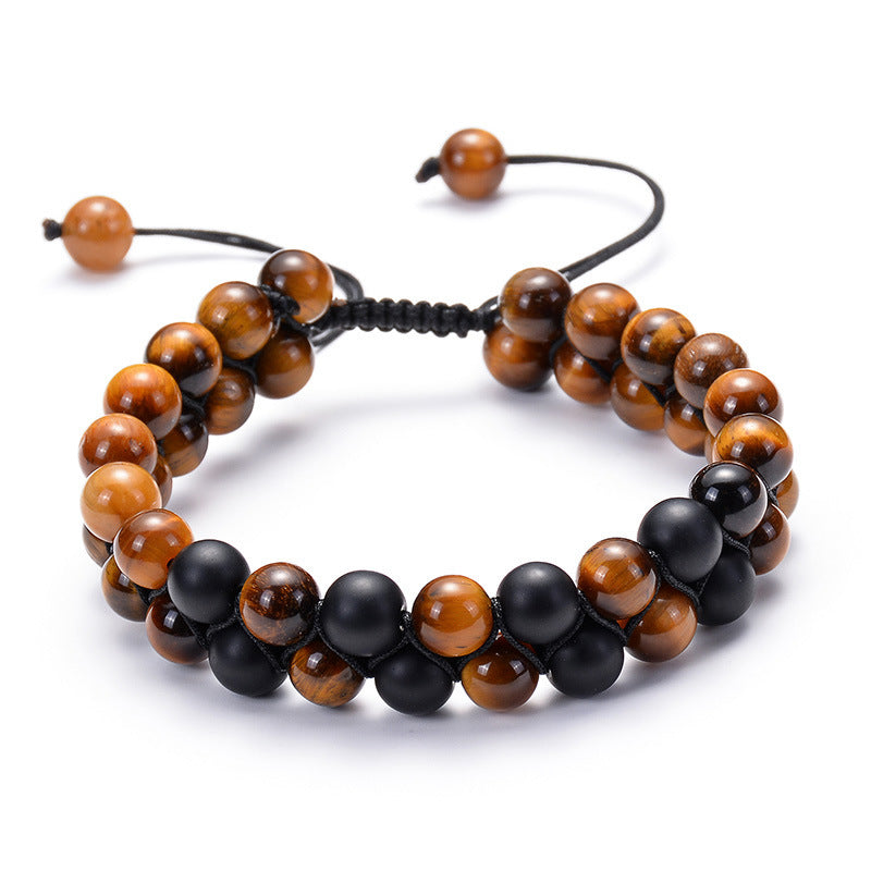 Tiger Eye Couple - Matte Black Agate Beads - Bracelets