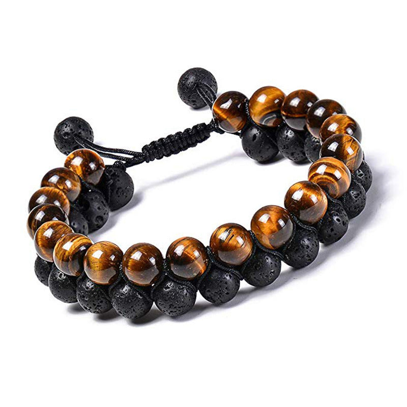 Tiger Eye Couple - Matte Black Agate Beads - Bracelets