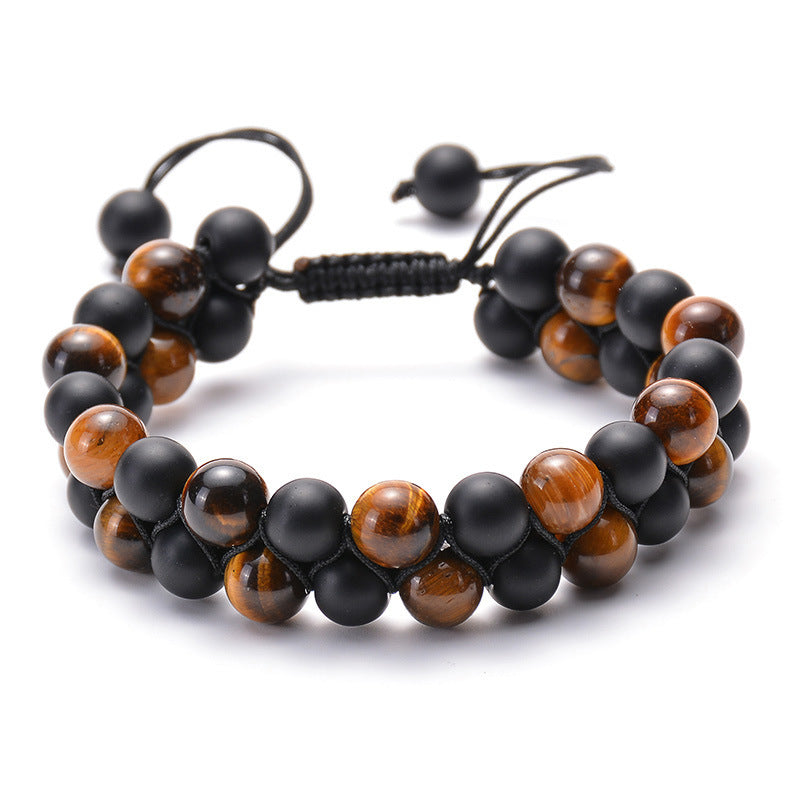 Tiger Eye Couple - Matte Black Agate Beads - Bracelets