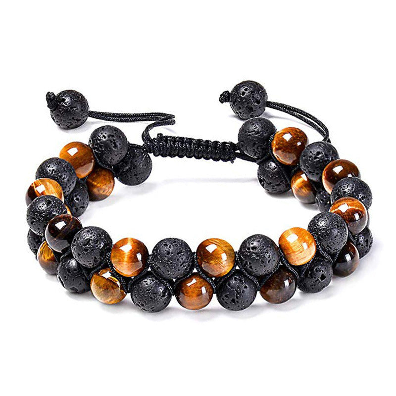 Tiger Eye Couple - Matte Black Agate Beads - Bracelets