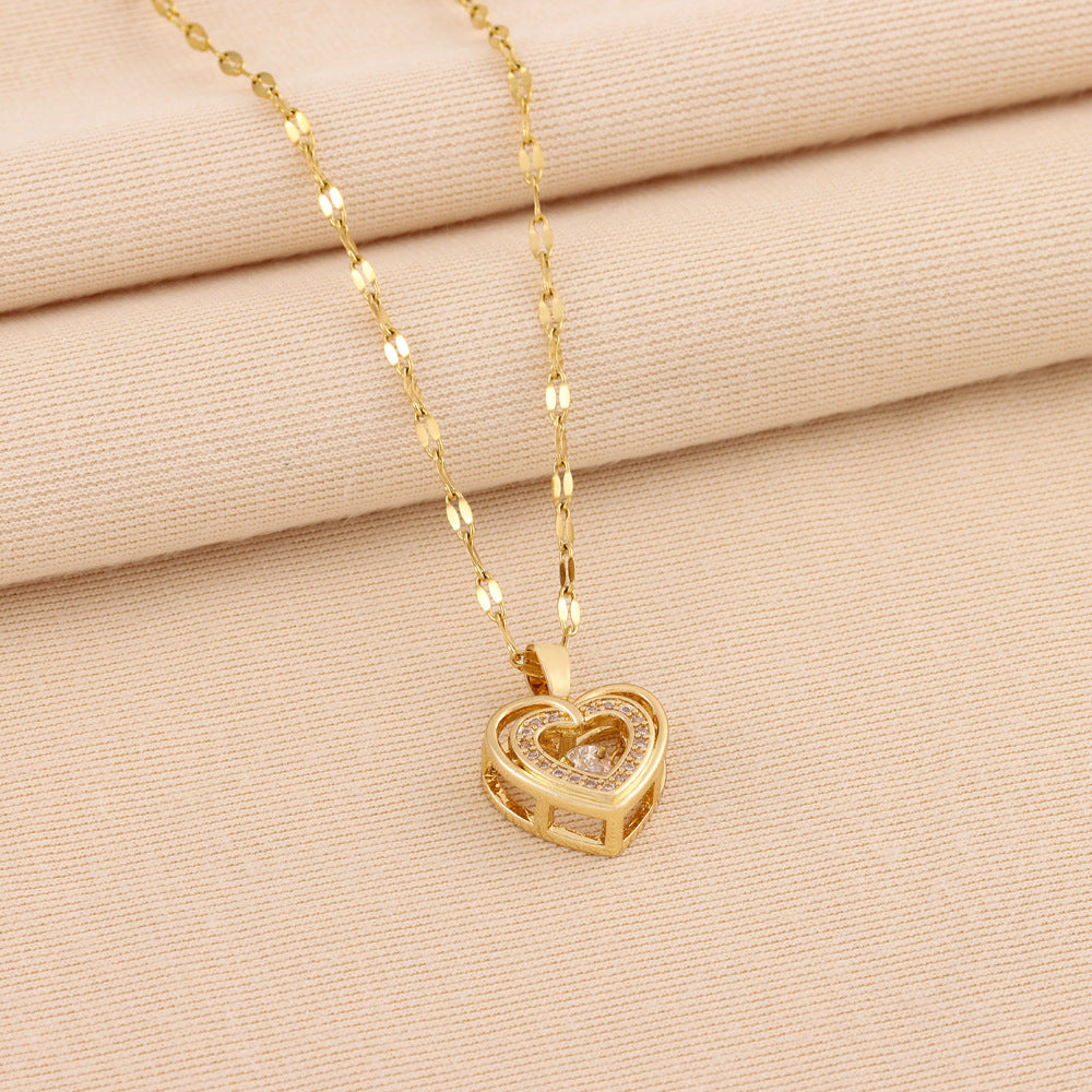 Double-layer Love Necklace with Titanium Steel Pendant - Style Street Shopping