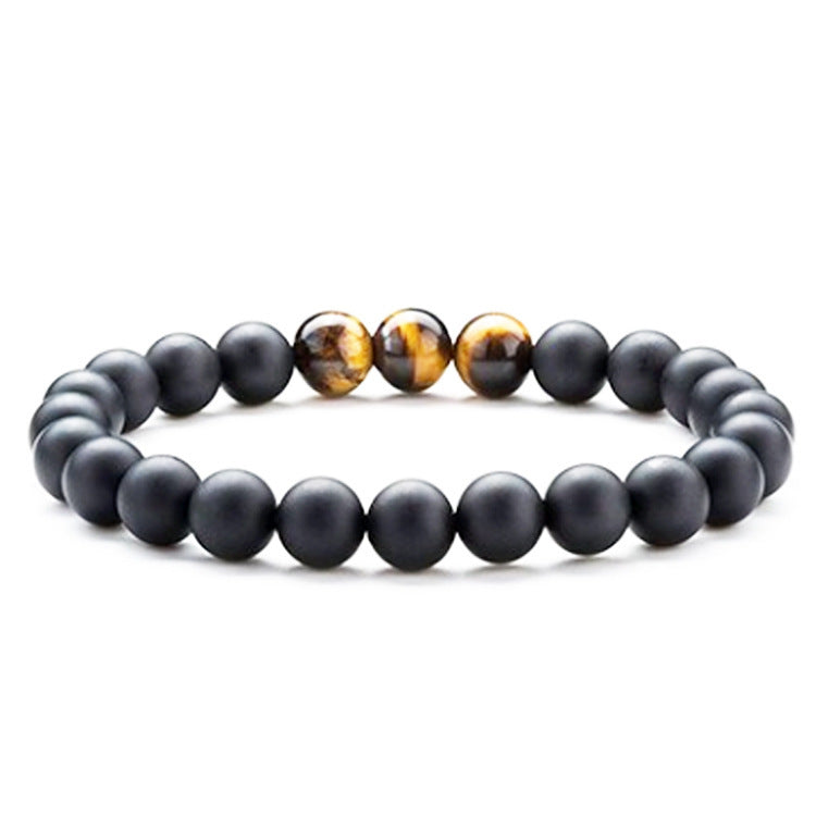 Tiger Eye Couple - Matte Black Agate Beads - Bracelets