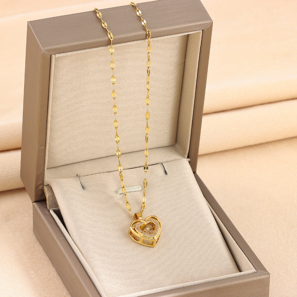 Double-layer Love Necklace with Titanium Steel Pendant - Style Street Shopping