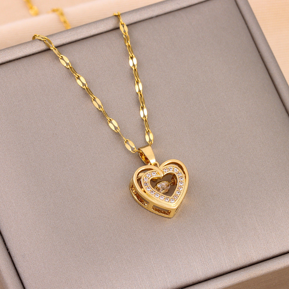 Double-layer Love Necklace with Titanium Steel Pendant - Style Street Shopping
