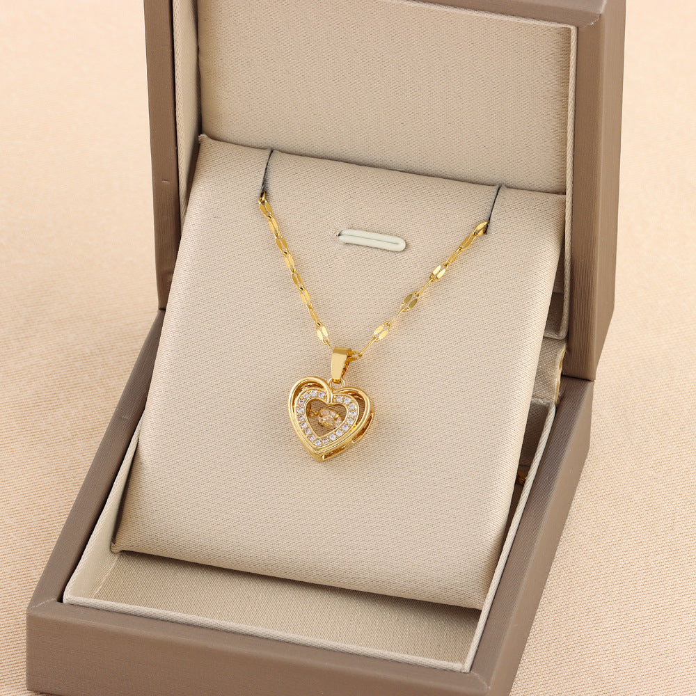 Double-layer Love Necklace with Titanium Steel Pendant - Style Street Shopping